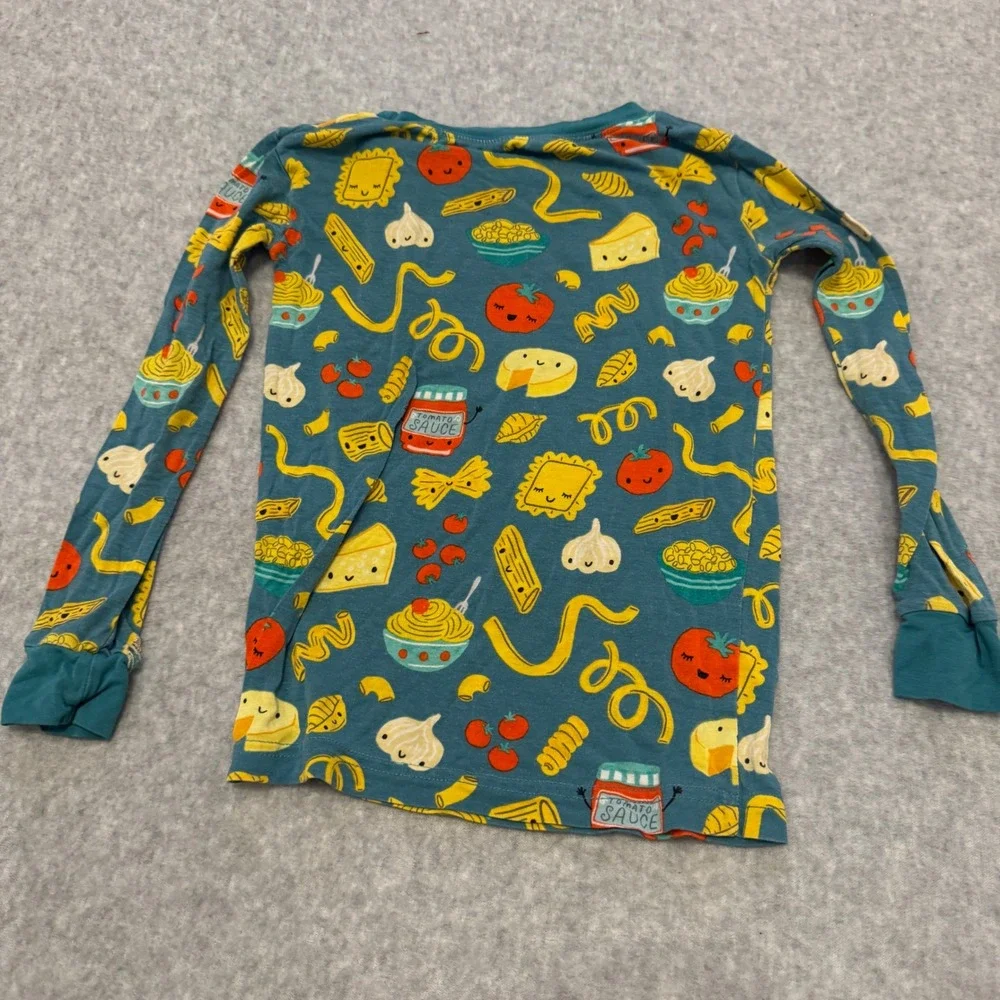 Little Sleepies Pasta Party Bamboo Pajama Set Blue 4T Toddler PJ Long Sleeve
